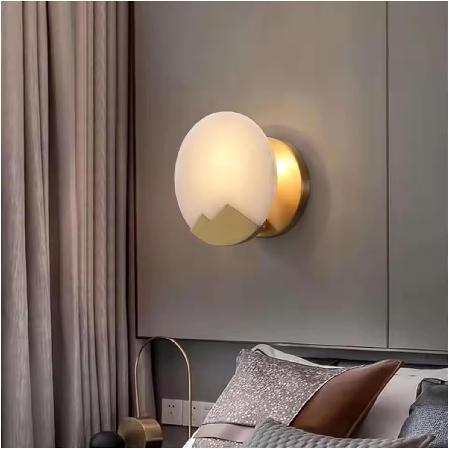 CWCQGH Nordic Copper Minimalist Wall Lamp Creative Personality Bedroom Bedside Aisle Living Room Background Marble