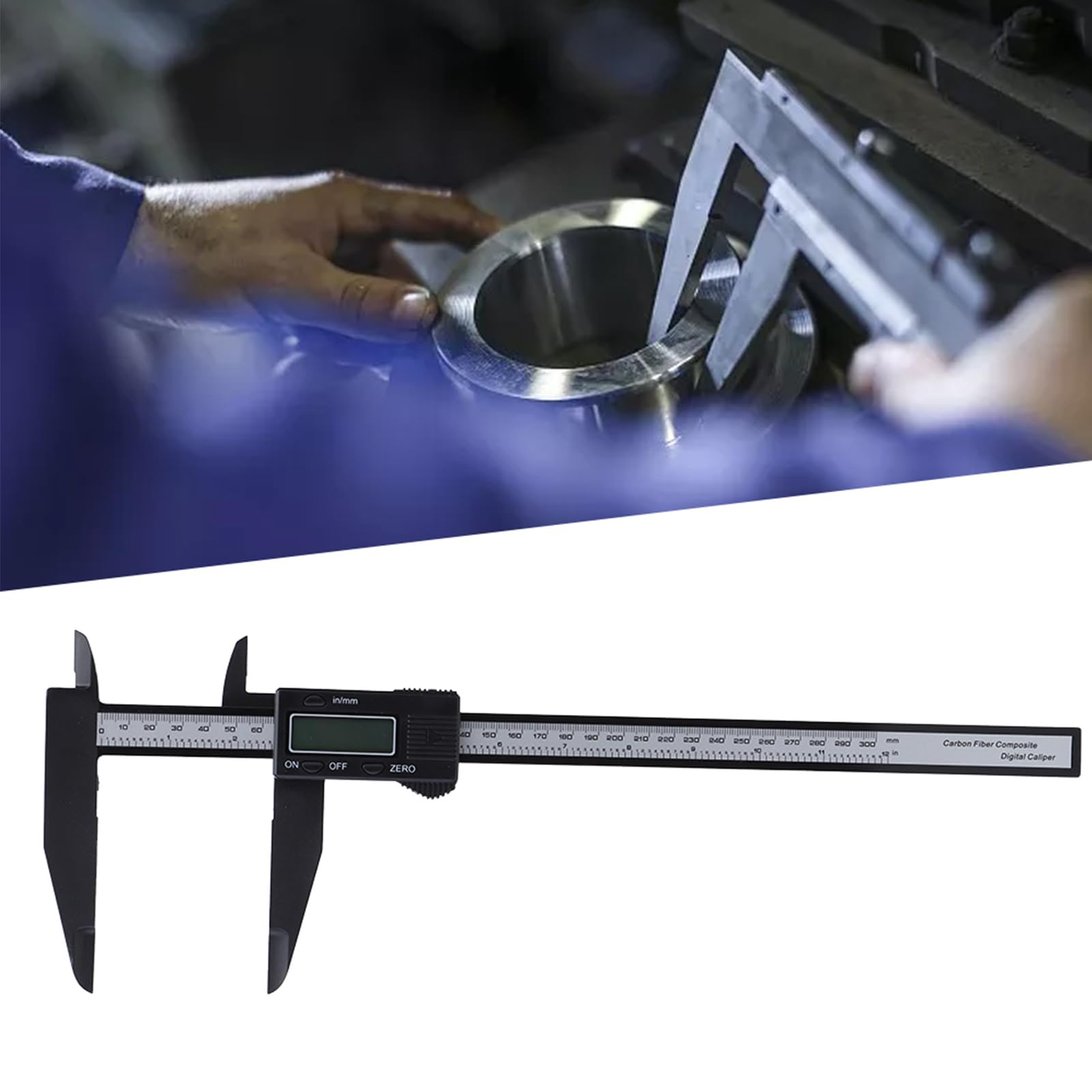 Fafeicy 300mm Digitaler elektronischer Messschieber, Carbonlineal, mit langem Kiefer, zum Messen magnetischer Objekte, 0,1 mm Genauigkeit(300mm), Winkelmessschieber