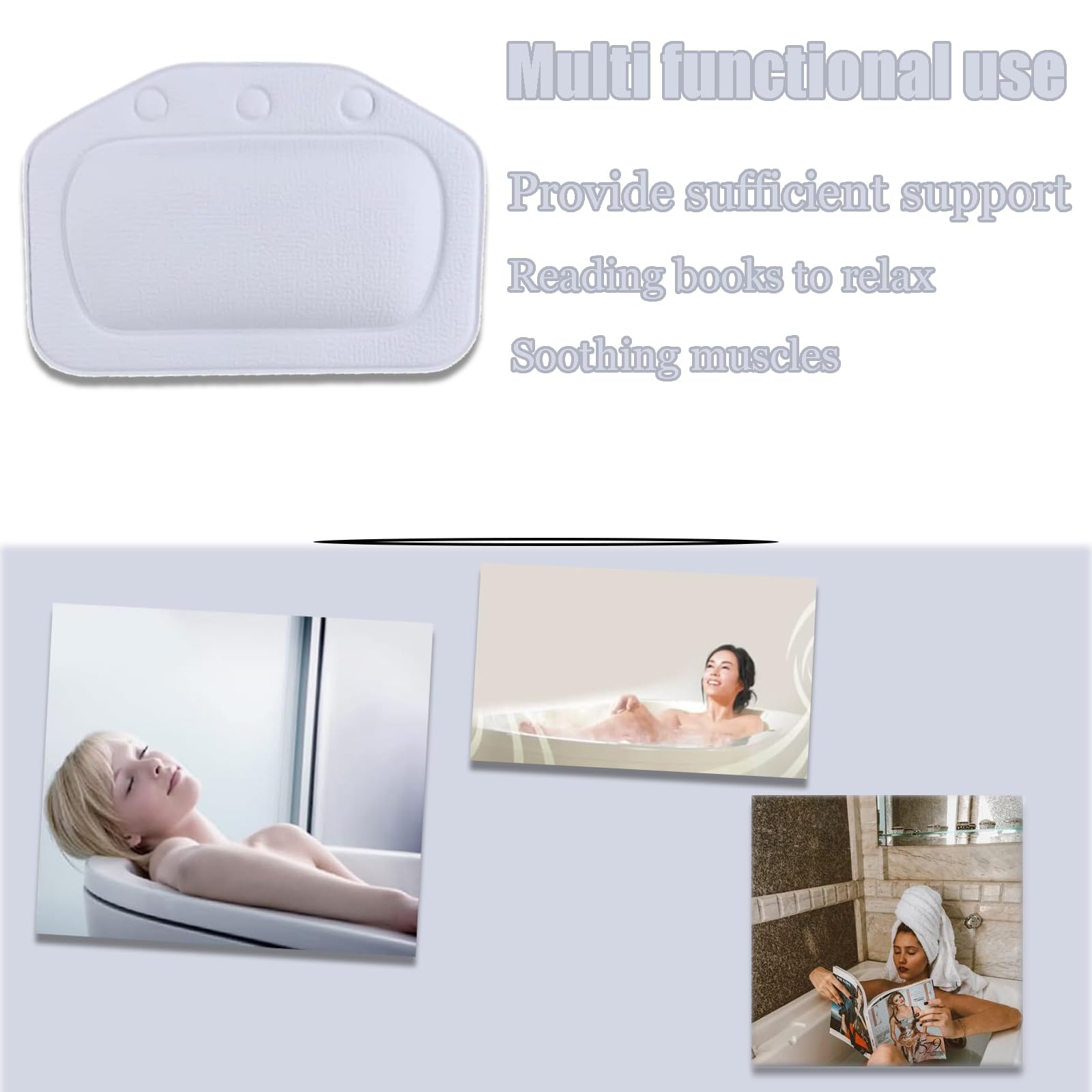 Bath Pillow With 3 Strong Suction Cups - Image 4