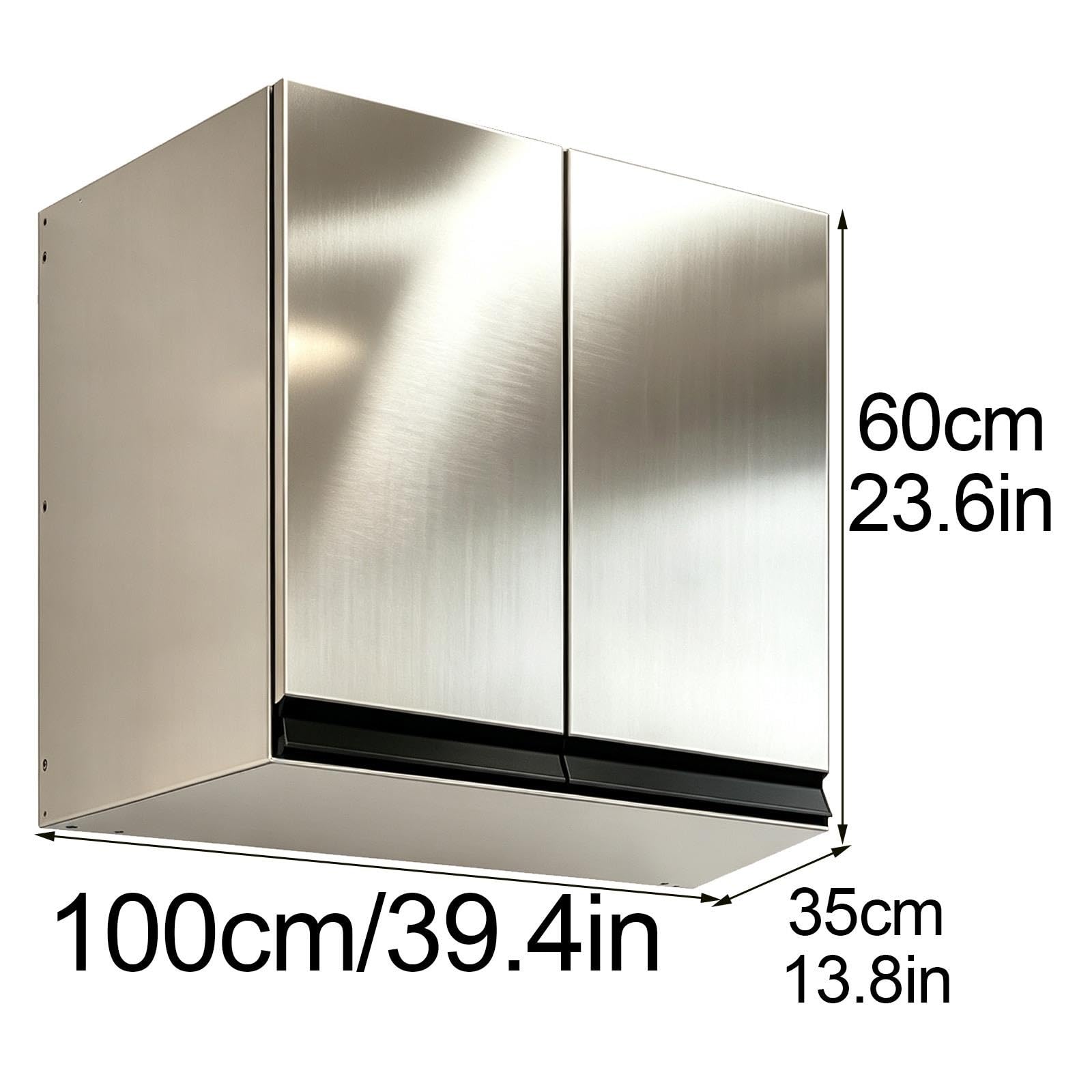 Pensile Cucina Acciaio Inox 304, Maniglia Incassata Nascosta Armadietto