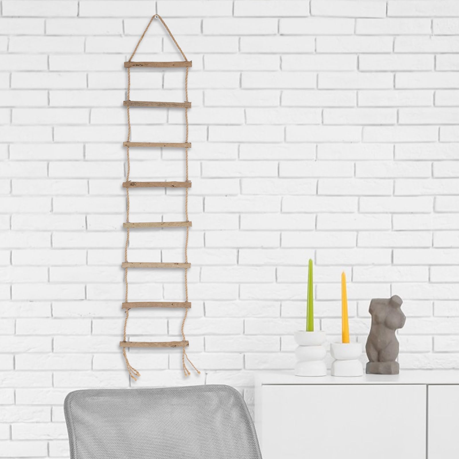 HICOHAND Wooden Rope Ladder Wall Hang