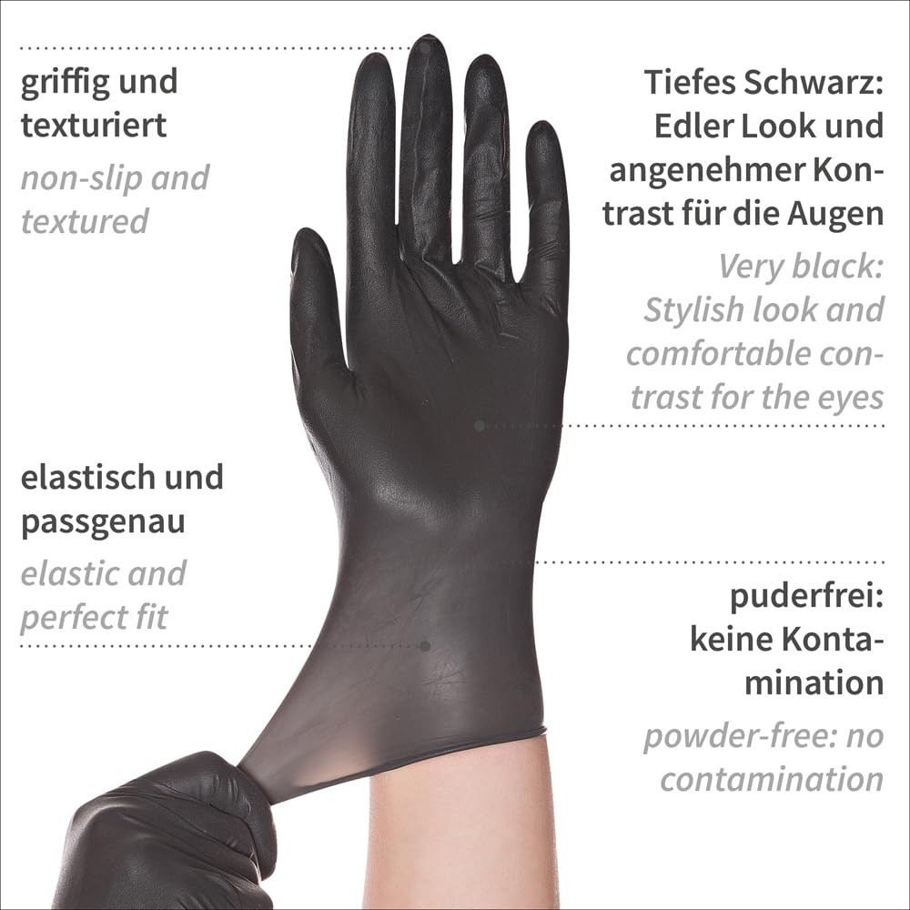Franz Mensch Diablo Hygostar - Guantes de látex (talla S), color negro