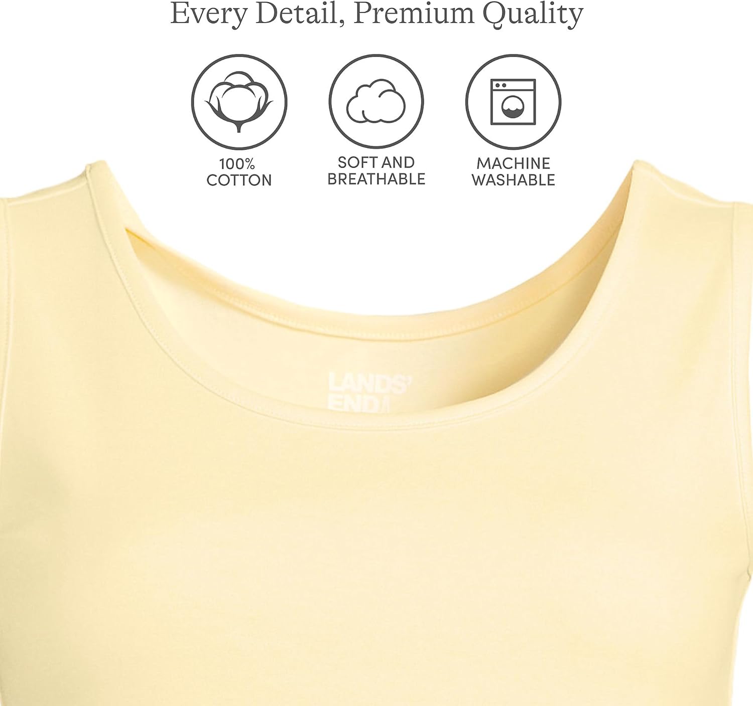 Lands' End Womens Cotton Tank Top Pale Yellow Plus 2X - Image 3
