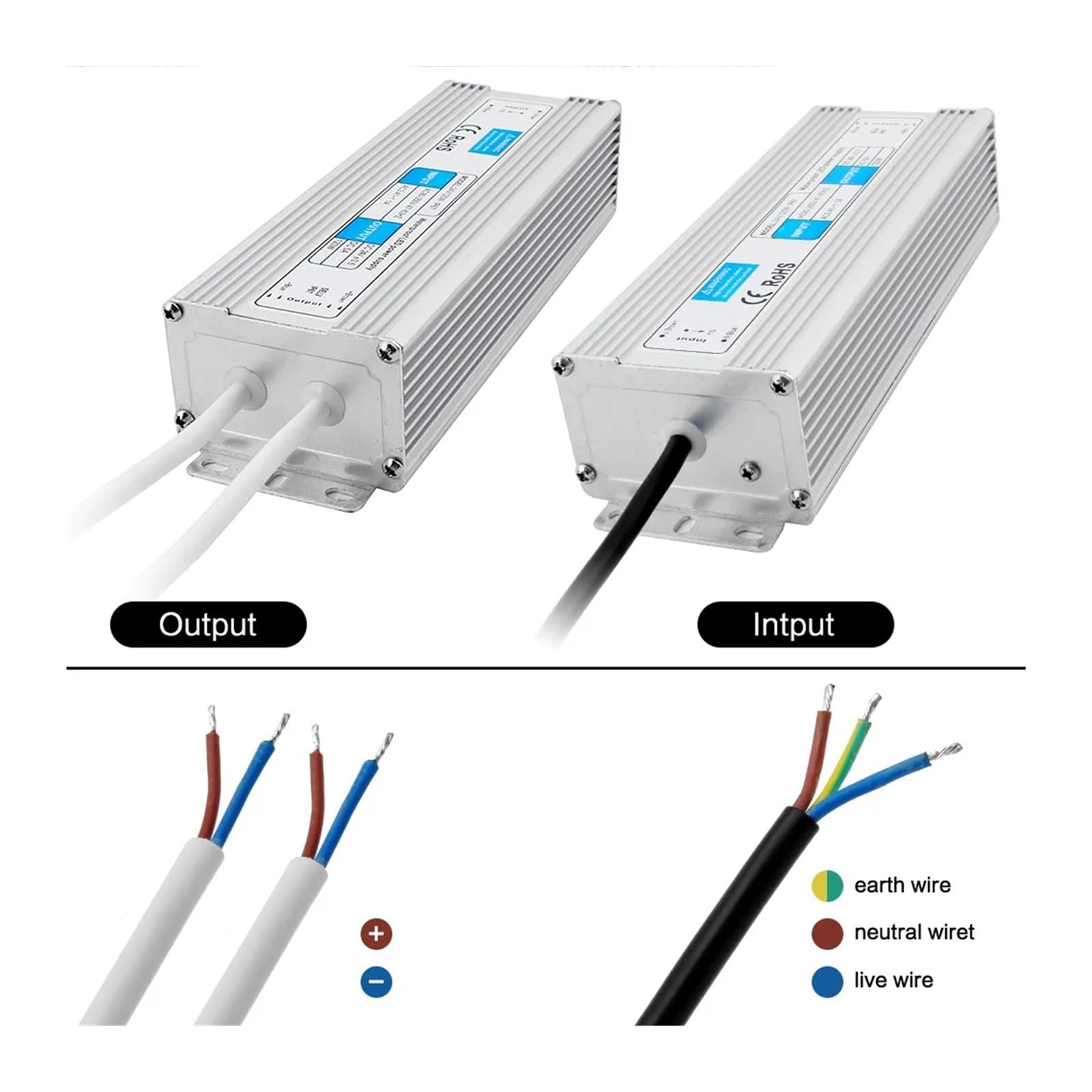 Controlador LED DC12V 24V IP67 Transformador de iluminación Impermeable Fuente de alimentación de luz Exterior 10W 20W 30W 36W 45W 60W 80W 100W 120W(12V 25W)