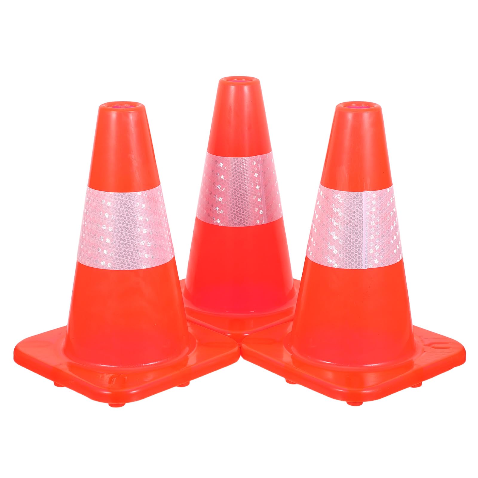 Sosoport Conos de Seguridad Vial Naranja de 30 Cm con Collar Reflectante, Pack de 3 Unidades, Conos de Carretera Resistentes para Señalización, Barreras de Seguridad y Precaución