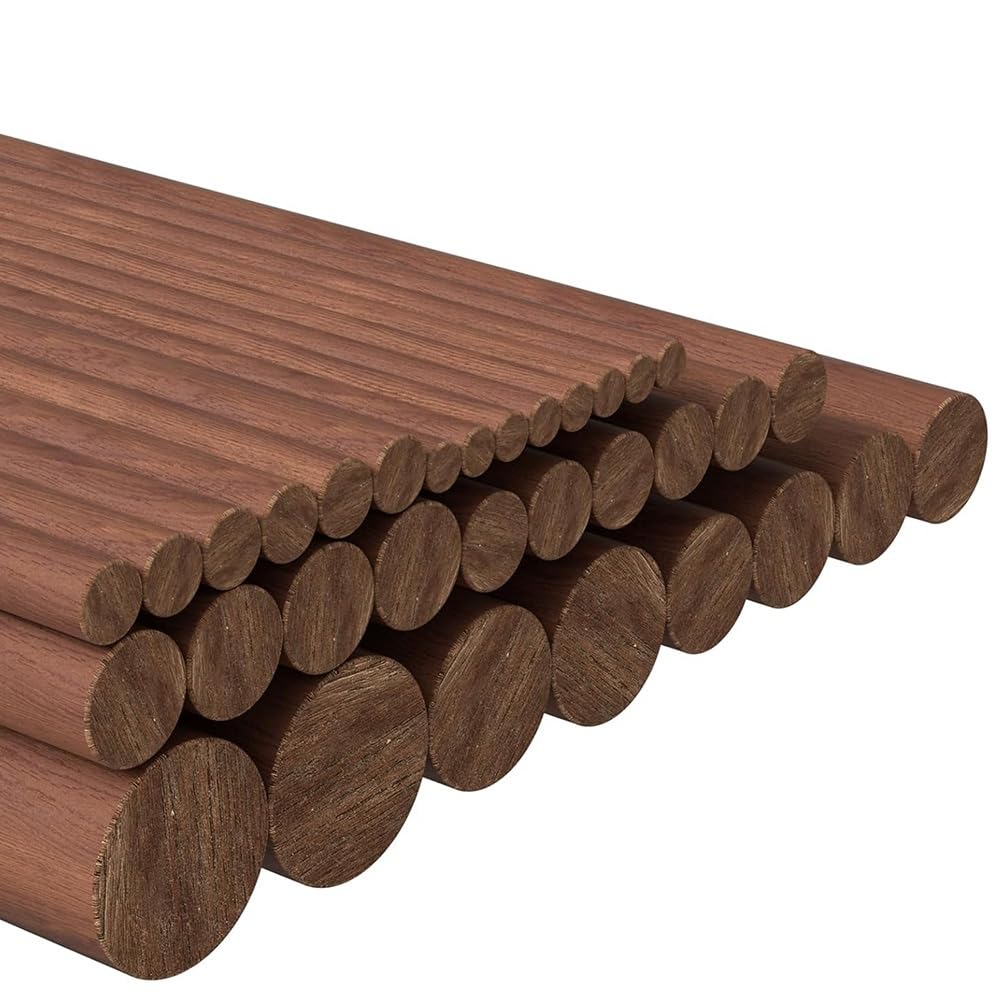 Hscjymnd 32Pcs 7 Size Walnut Wooden Dowel Rods 6 Inch Long Wooden Dowel Rods Sticks 4/6/8/10/12/15/18mm Wood Sticks
