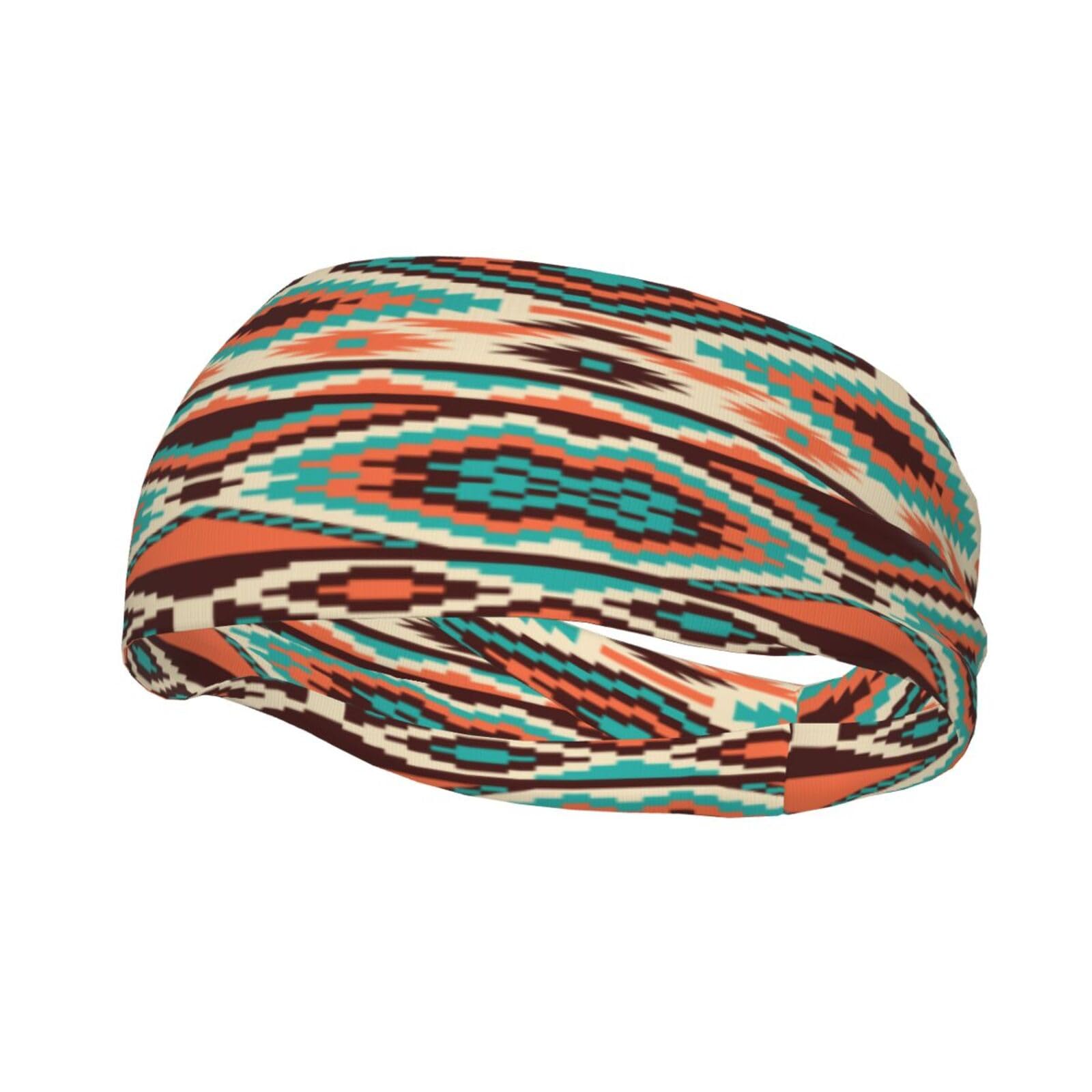 Qchaor Native American Southwestern Navajo Art Fashionable Sports Decoration, Sweat Resistant Headband, Hair Band, Breathable Sweat Wicking Fitness Equipment Headbands for Women Men, Black
