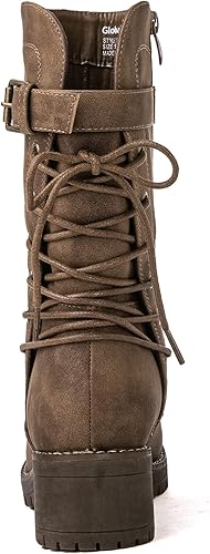 Miniatura 5 de Globalwin - Botas de motociclista para mujer, agujetas, a media pantorrilla, estilo militar, para festivales