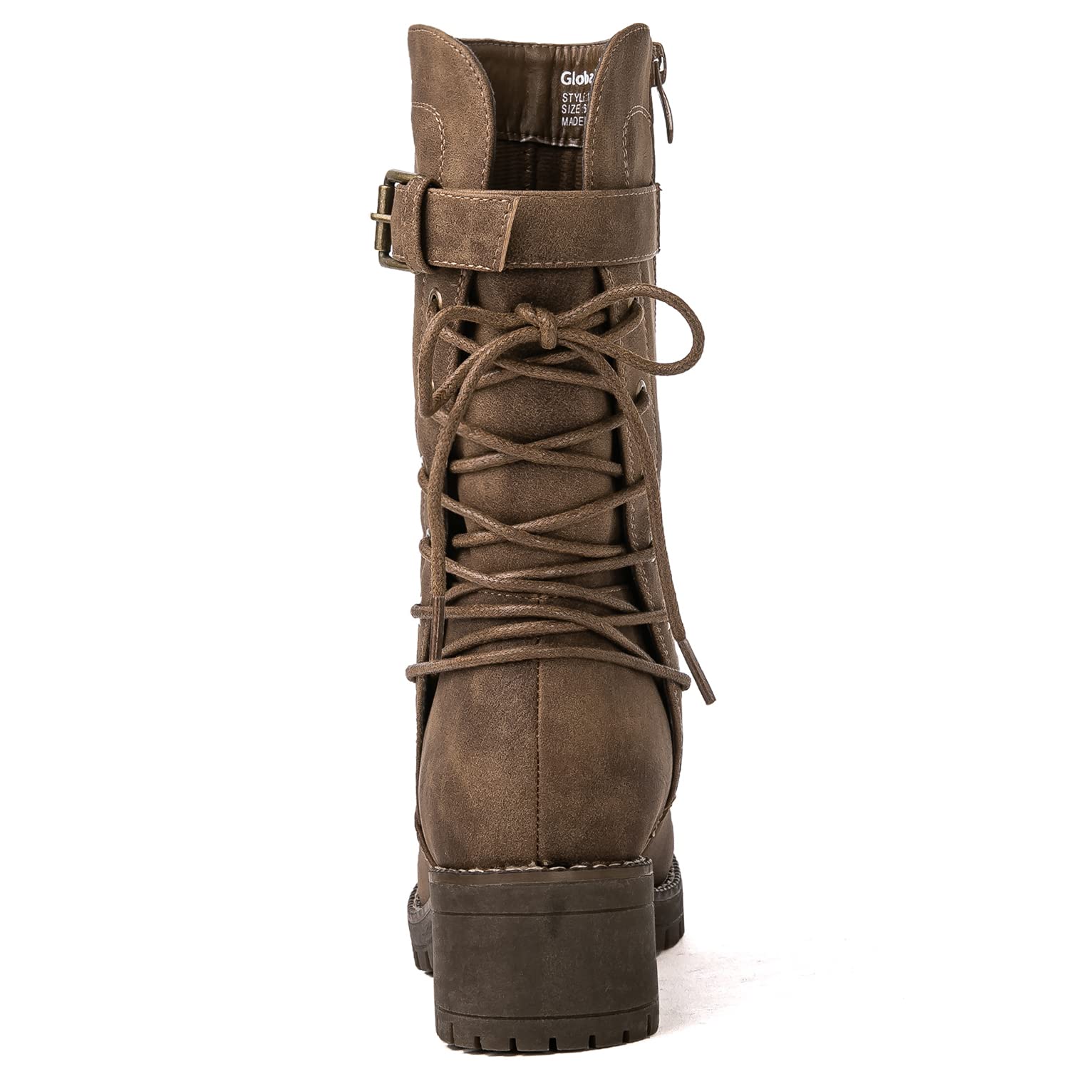 GLOBALWIN Women's Lace Up Biker Boots, Mid Calf - Image 5