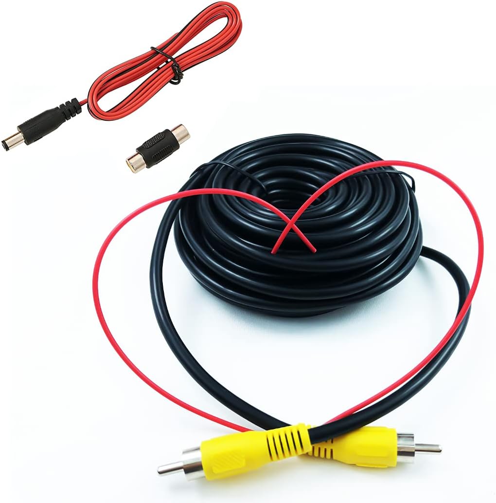 Upgraded Version Thickened 34FT/10m Backup Camera RCA Video Cable,RCA Male to Male Plug Car Rear View Parking Backup Camera Video Audio Extension Cable with Detection Trigger Wire