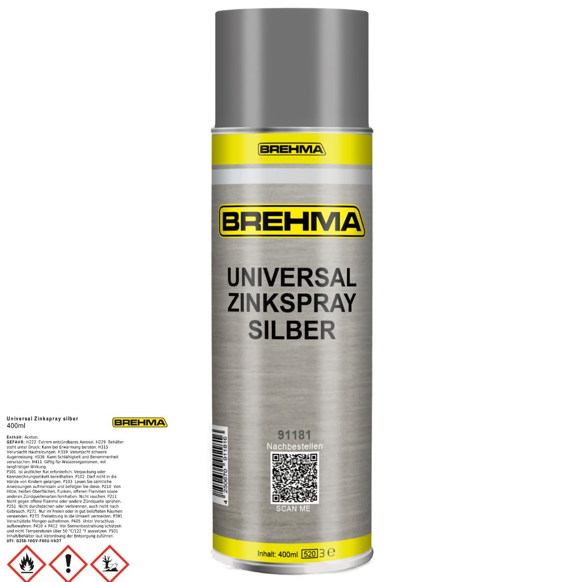 24x Universal Zinkspray silber Grundierung Korrosionsschutz 400ml inkl. Griff