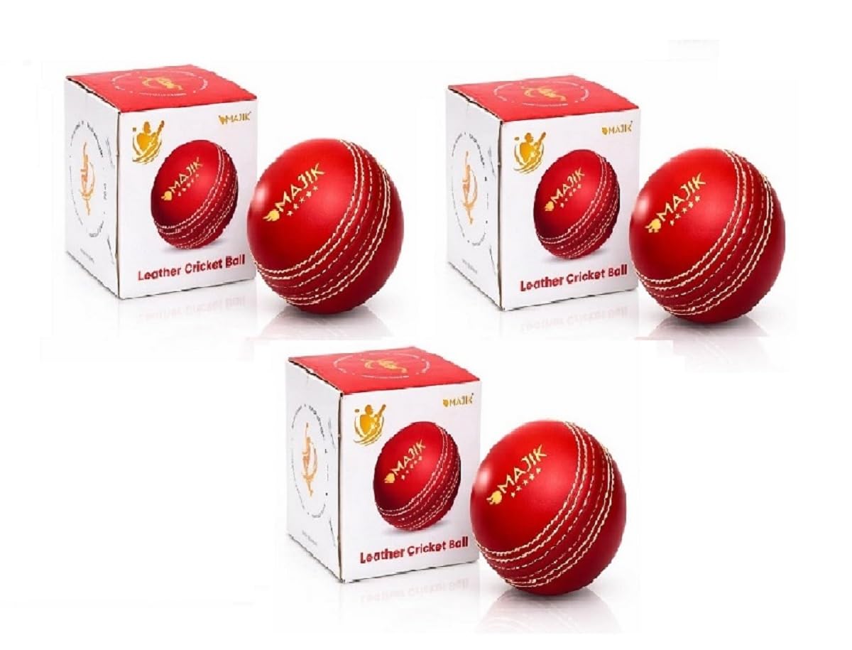 GLAN Cricket Training/Practice Leather Ball Weight 140g Ideal for 20 Over Match and Training (Red, 3Pcs)-picture-13