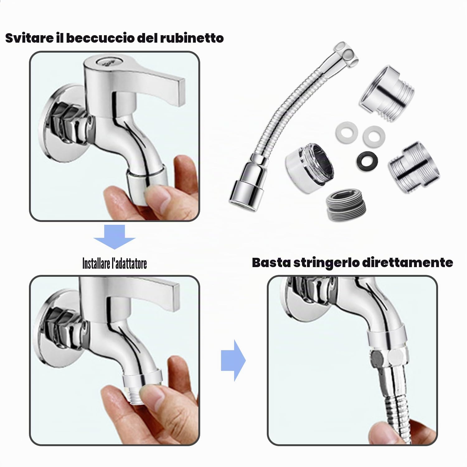 Prolunga per Rubinetto e Adattatori - Accessori per l'Estensione del Rubinetto, Strumento per la Pulizia degli Angoli Morti - Adatto per Cucina