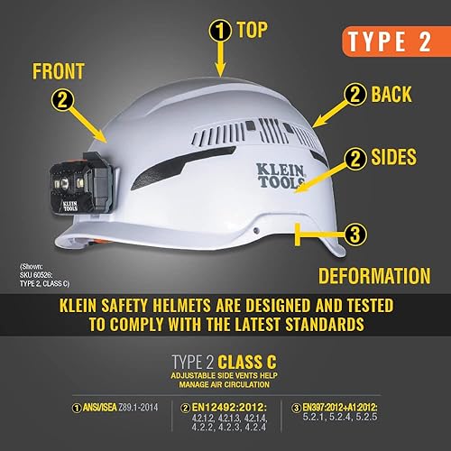 Miniatura 3 de Klein Tools Safety Helmet, Type-2 Safety Helmet, Vented, Class C