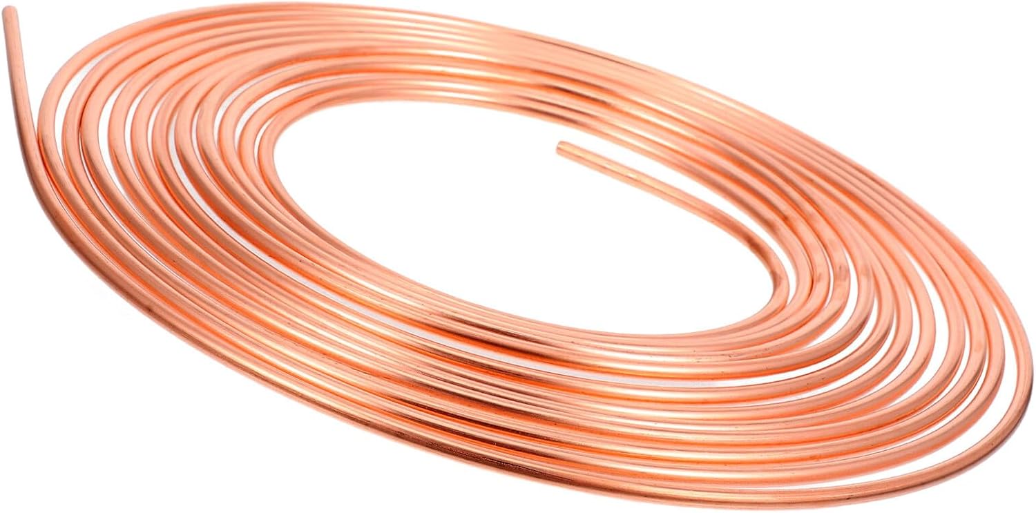 7.5ft Copper Coated Brake Line Tubing Coil for Vehicle Brake System Replacement 0.5cm Outer Diameter Flexible Automotive Tube for Car Maintenance