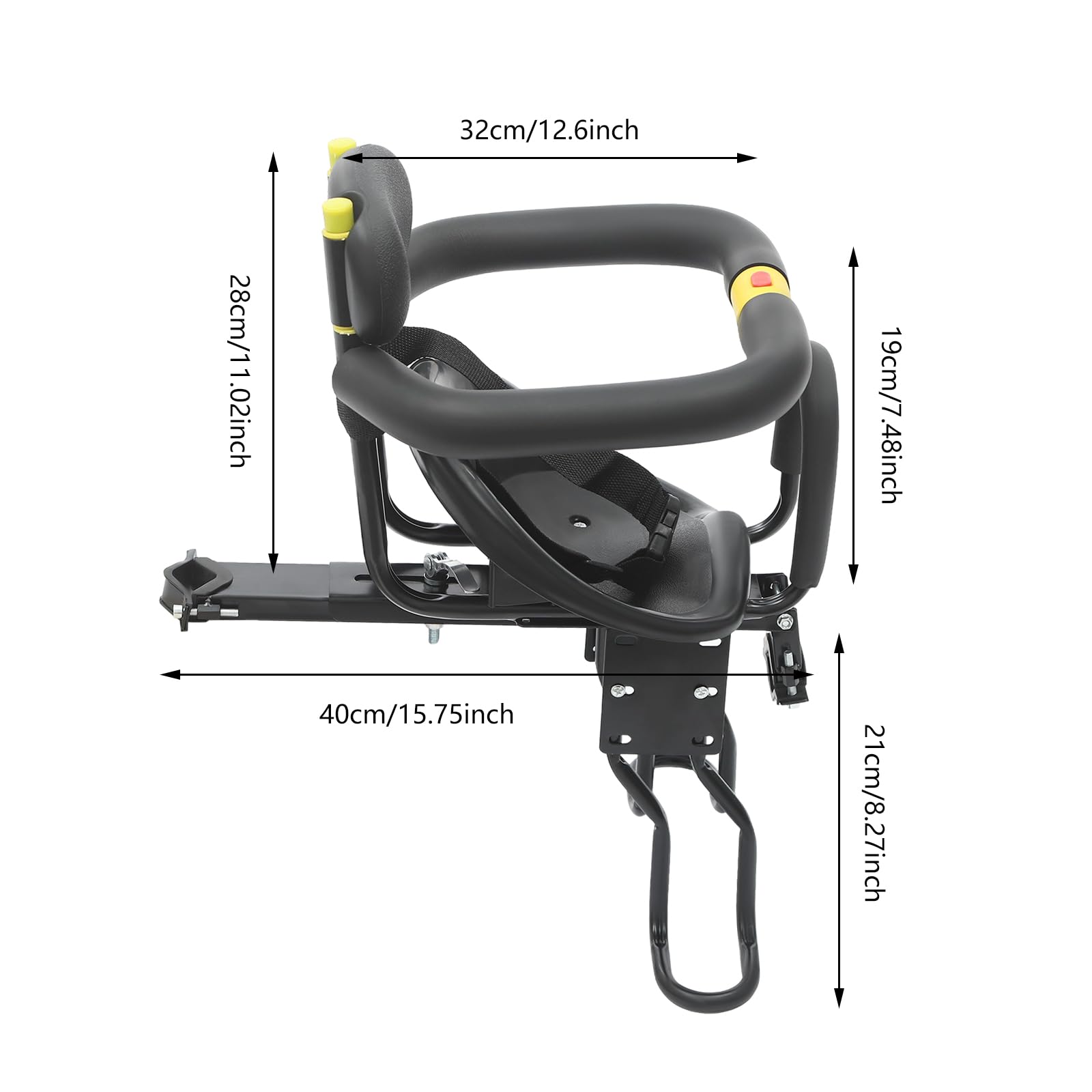 Kids Bike Seat, Detachable Front Mounted Toddler Bicycle Seats with Foot Pedals for Children 2~5 Years,Adjustable Seat Length Children's Bicycle Seat,Safety Protection,Suitable for Most Bicycles