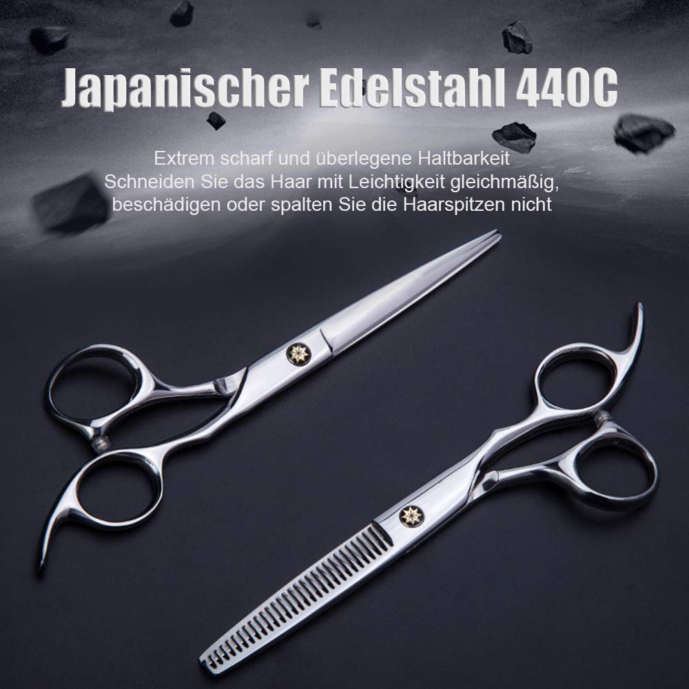 Set di Forbici da Parrucchiere - 2 Forbici ad Ultrasuoni in Acciaio Inox per Capelli, Barba e Animali Domestici - Accessori Professionali