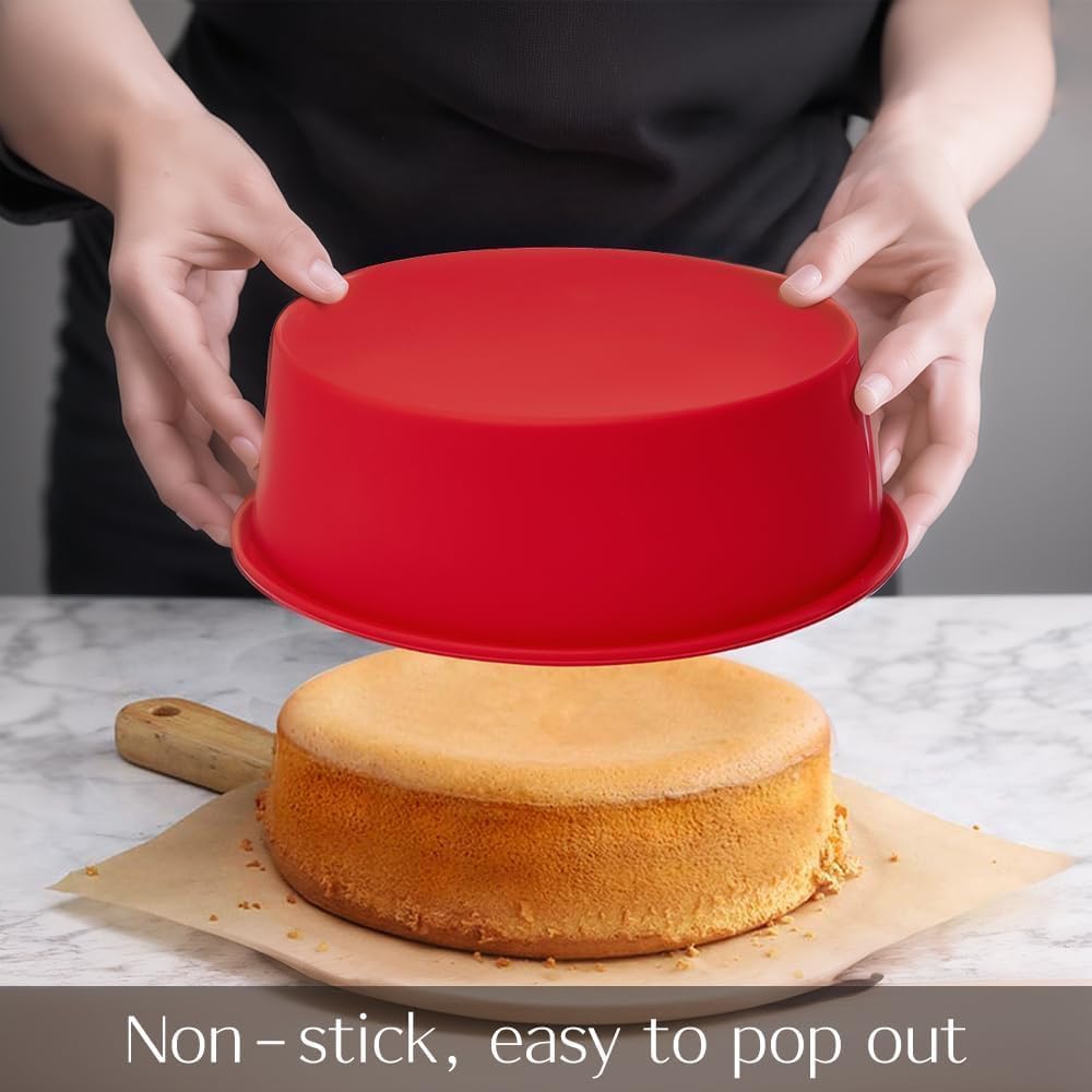 saphe Paquete de 4 moldes de silicona para tartas, moldes redondos de silicona antiadherente para hornear, juegos de utensilios de silicona para pasteles, pasteles de queso y pasteles de chocolate,
