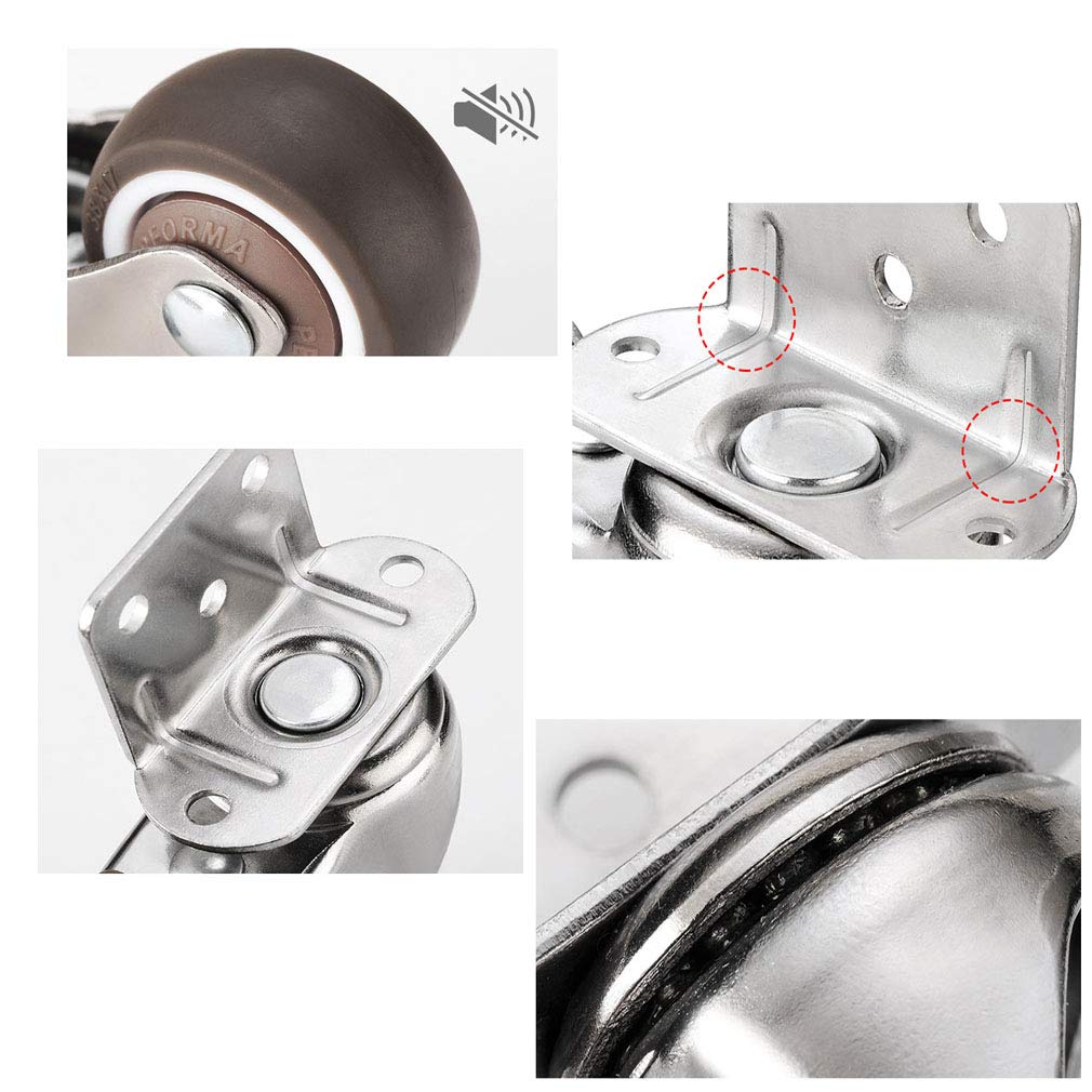 Ruote girevoli 4X Ruote girevoli, Ruote in Gomma, Ruote girevoli universali con Freno oscillante e silenziose for mobili, for Culla, Carrozza, portafiori, poggiapiedi(Universal,1.5inch)