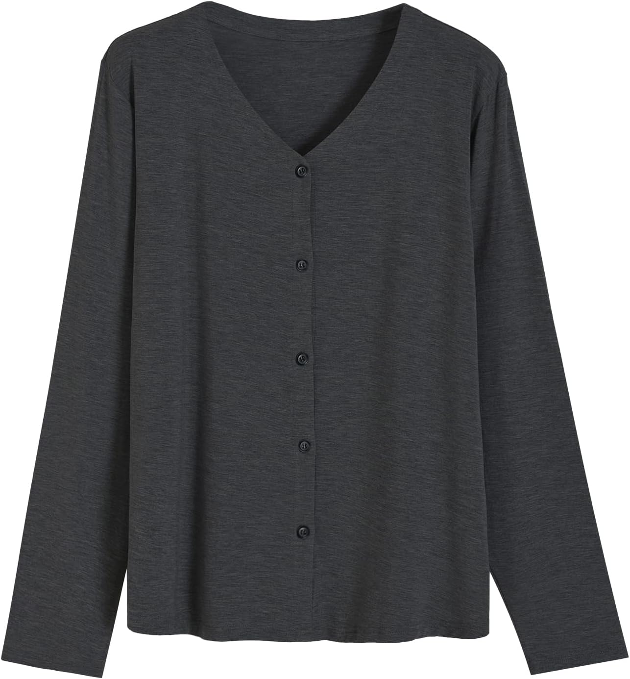 Latuza Women's Bamboo Viscose Pajama Top Long Sleeve Button Up Sleep Shirt - Image 2