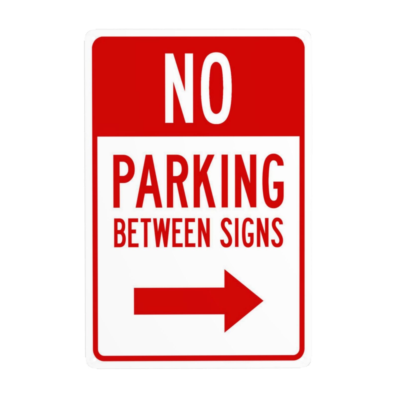 SMAZDFXX No Parking Between Signs With Right Arrow Metal Warning Tin Sign Cautions Security for Street Business Decor 12"x16"