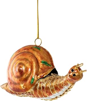 Value Arts Handmade Cloisonne Articulated Orange Red Snail Hanging Ornament