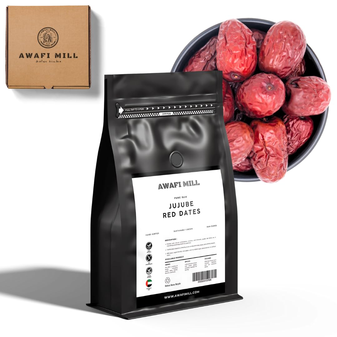 Jujube (Red Dates) | Dried Chinese Dates • Whole Fruits for Tea, Soups, Desserts & Snacking | Naturally Sweet, Chewy Texture - 500 g | 17.6 Oz