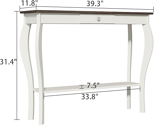 Miniatura 8 de ChooChoo Mesa para consola estrecha para entrada, mesa delgada con patas curvadas de madera, mesa de entrada alta para pasillo, fácil montaje