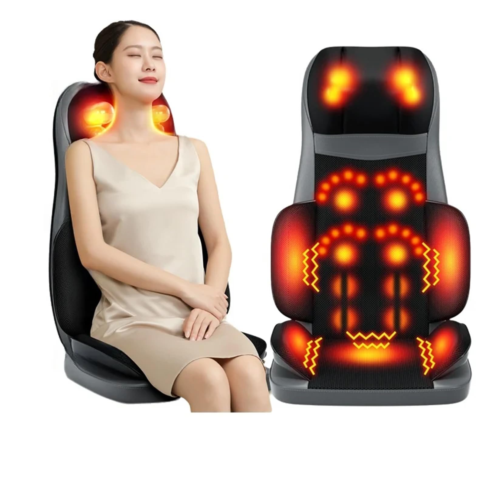 AVSMGP Esterilla Masaje Corporal con Calor Y Amasamiento - Cojín De Masaje con 3 Modos Principales - Masajeador Espalda Shiatsu 10 Nodos para Dolor Hombros Y Cuello