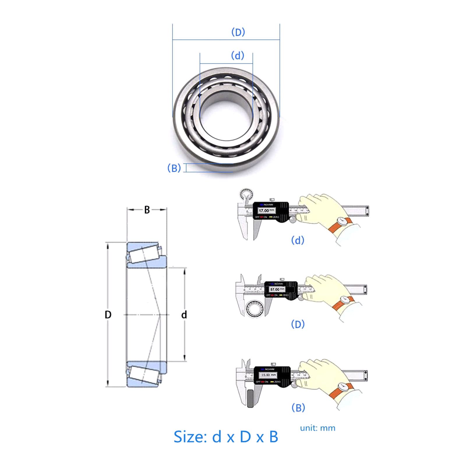 1pc Roulement à rouleaux coniques de précision élevée, diamètre intérieur de 28mm, diamètre extérieur de 58mm Roulement à rouleaux coniques sous pression, 28x58x17.5mm