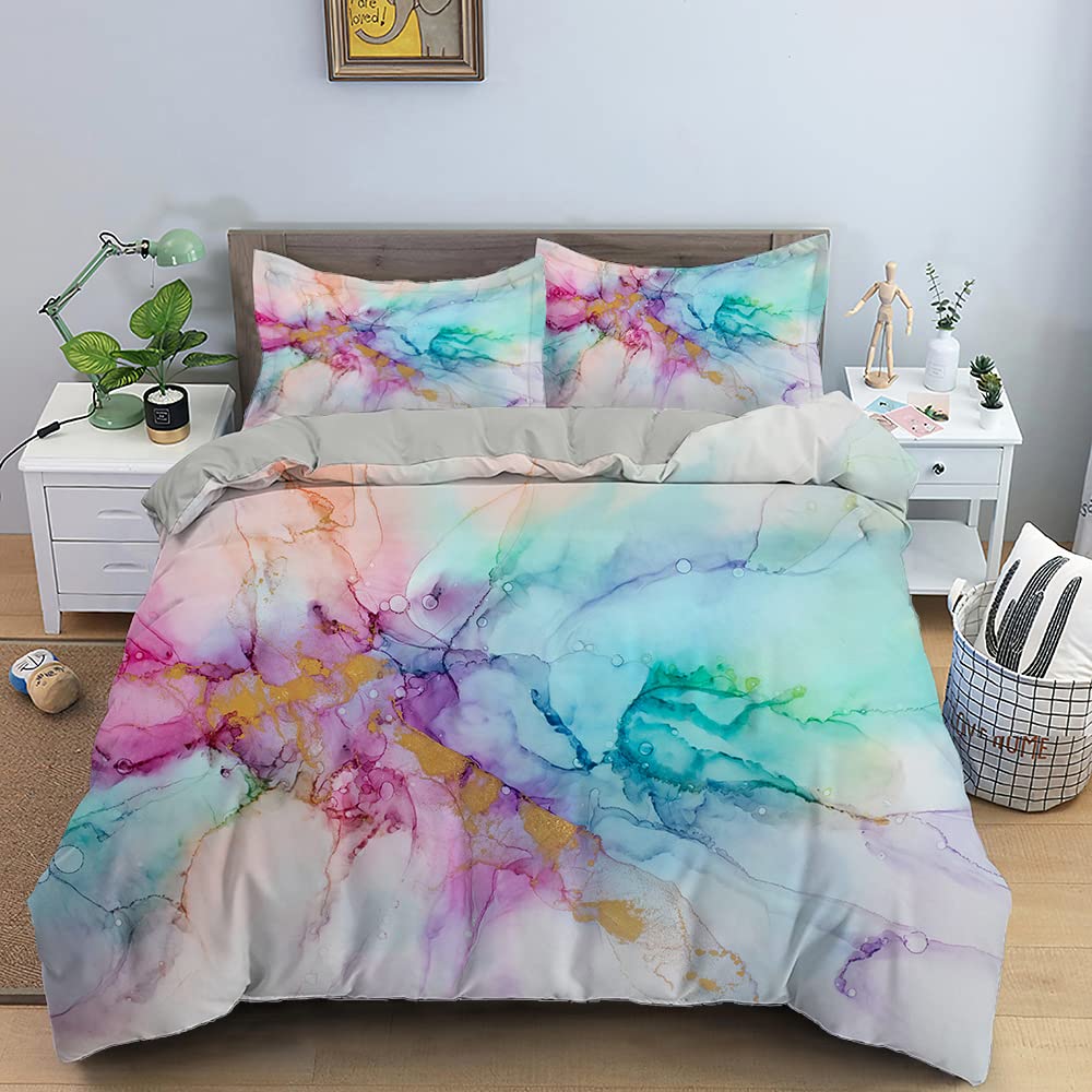 Housse De Couette 240 X 260 Art Rayé 3D, Parure De Lit Microfibre 2 Personnes Avec Fermeture Éclair Simple Parure Lit Avec 2 Taie D'oreiller 65x65 Cm