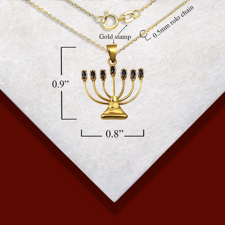 Fine 10k Yellow Gold Diamond Jewish Menorah Hanukkah Candle Pendant