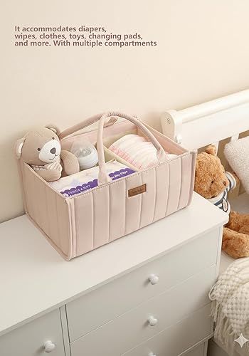 Miniatura 4 de Organizador de pañales para bebé, cesta de bebé para baby shower, cesta de almacenamiento de guardería y organizador de automóvil para pañales,