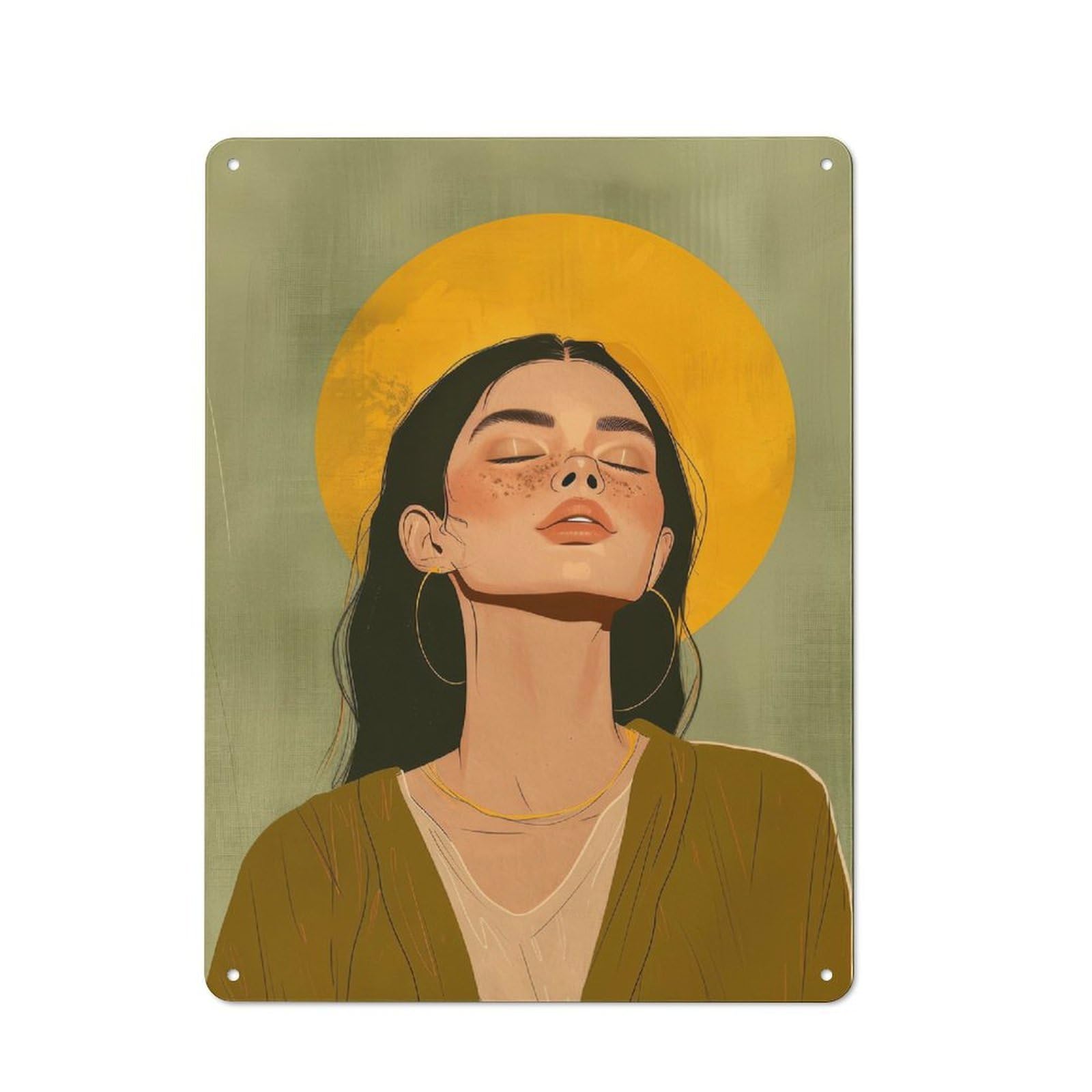 Tin Wall Plaque 40x30cm with Sunkissed Aura for Living Room Or Hallway, A Decorative Christmas Gift for Home Wall Decor Collectors