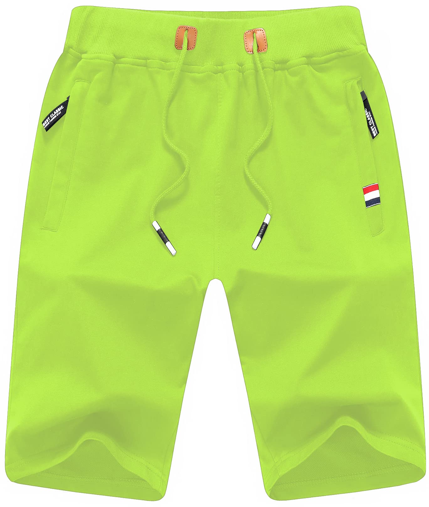 CREATMO US Men's Shorts Zipper Pocket Elastic Waist Stretch Summer Casual Beach