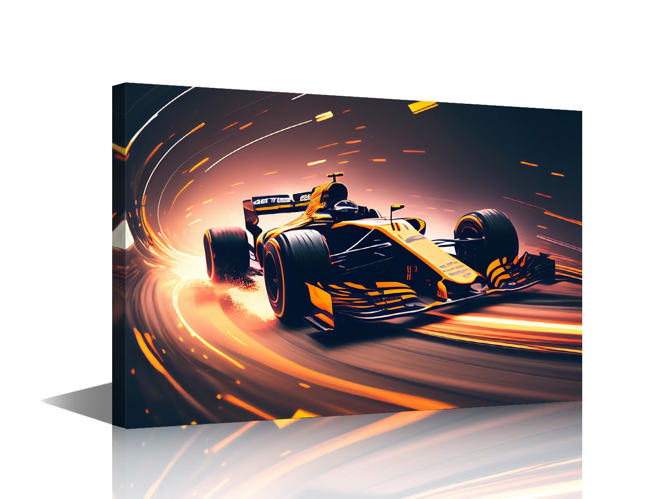 TISHIRON Race Car Stylized Wall Art Super Car Pictures for Wall Racing Car Cross Paintings Car Wall Paintings Artwork for Men Boys Bedroom Living Room Car Office Decor 24" Wx16 H