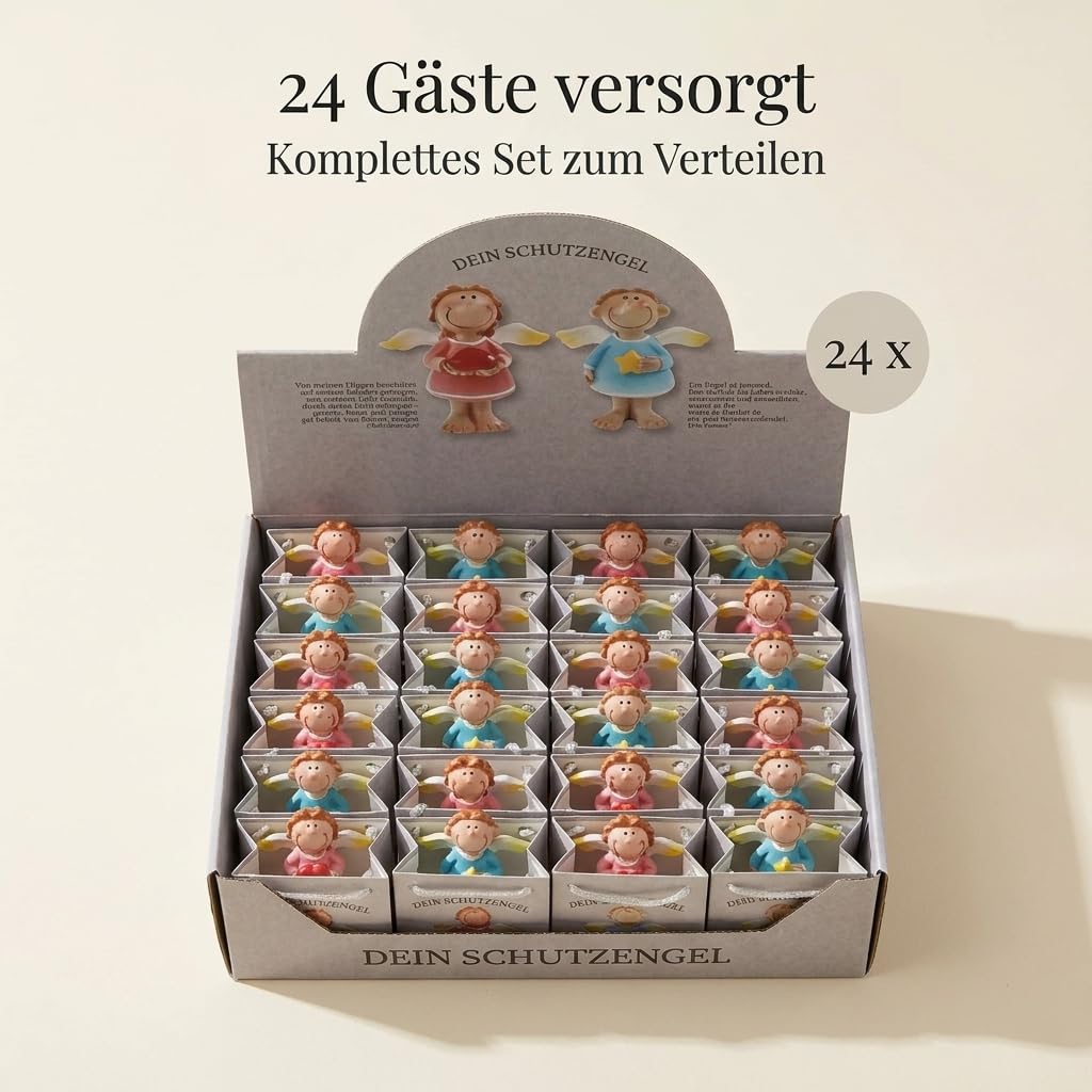 MIJOMA Schutzengel Rosa-Türkis, 24er Set in Tütchen | Handbemalt, einzeln in Geschenktüte, für Hochzeit, Gastgeschenk, Feiern, Danksagungen & Abschiede