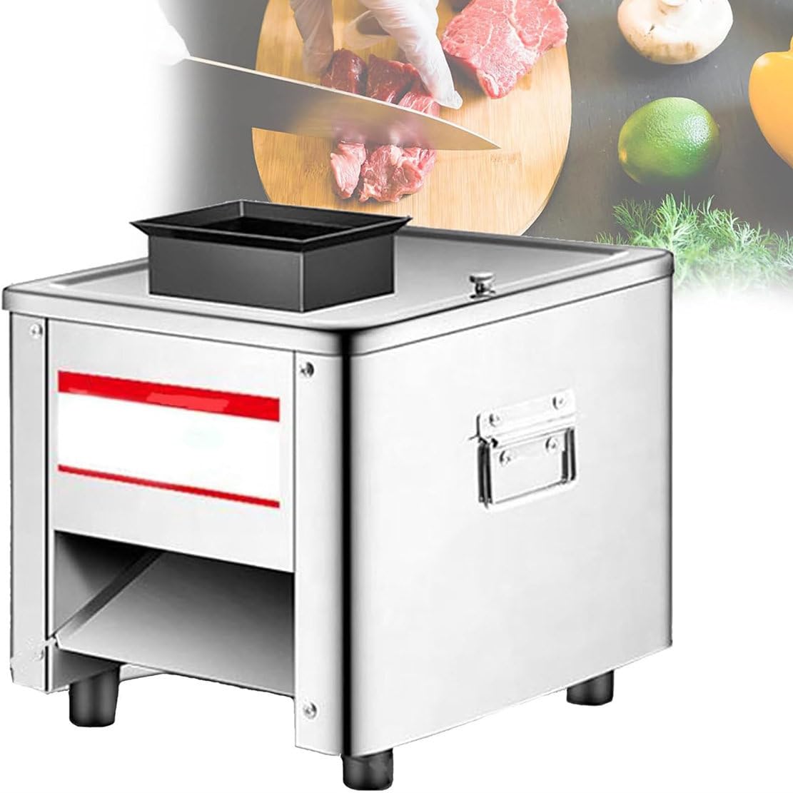 GTHTUHFD Electric Meat Slicer Machine, 850W Commercial Stainless Steel, For Slicing Shredding Chicken Beef Fish Vegetables Into Strips Cubes,2.5MM