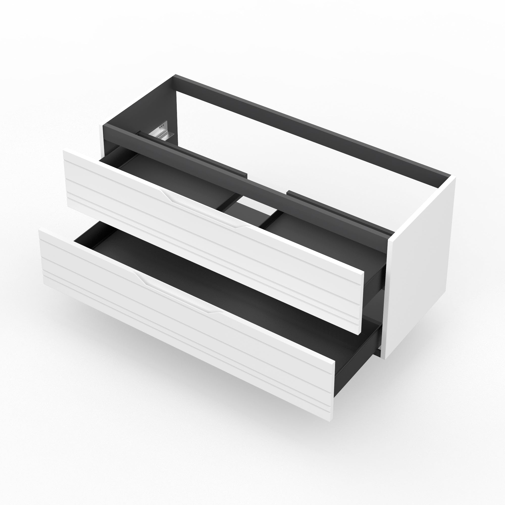 Aqa Design accessori casa base portalavabo 2 cassetti, nr2 cassetti con scorrimento e chiusura soft close, maniglia a gola, Made in Italy - Bianco - 120x45x50 cm