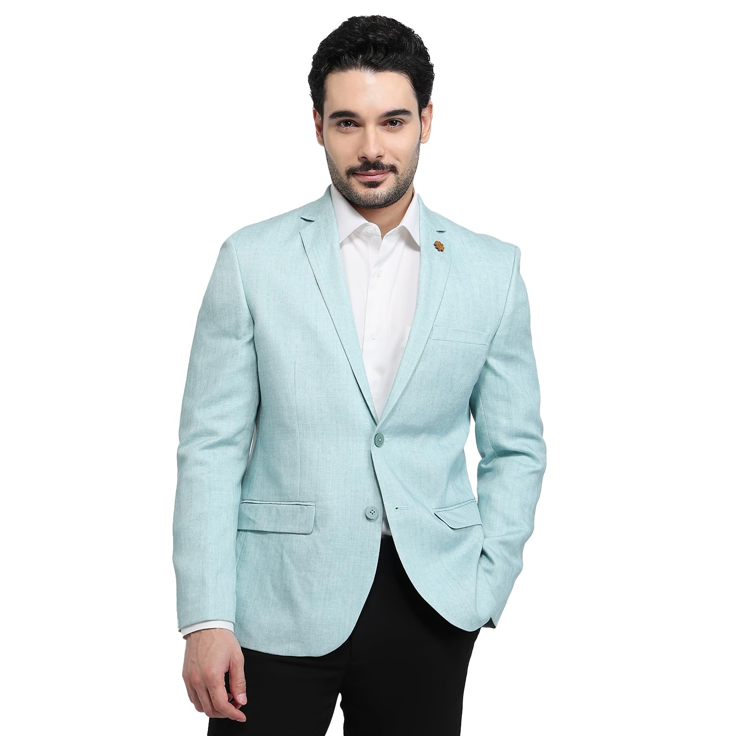 park avenue Men Slim Fit Solid Pattern Linen Tencel Blend Notch Lapel Full Sleeve Formal Blazer-picture-52