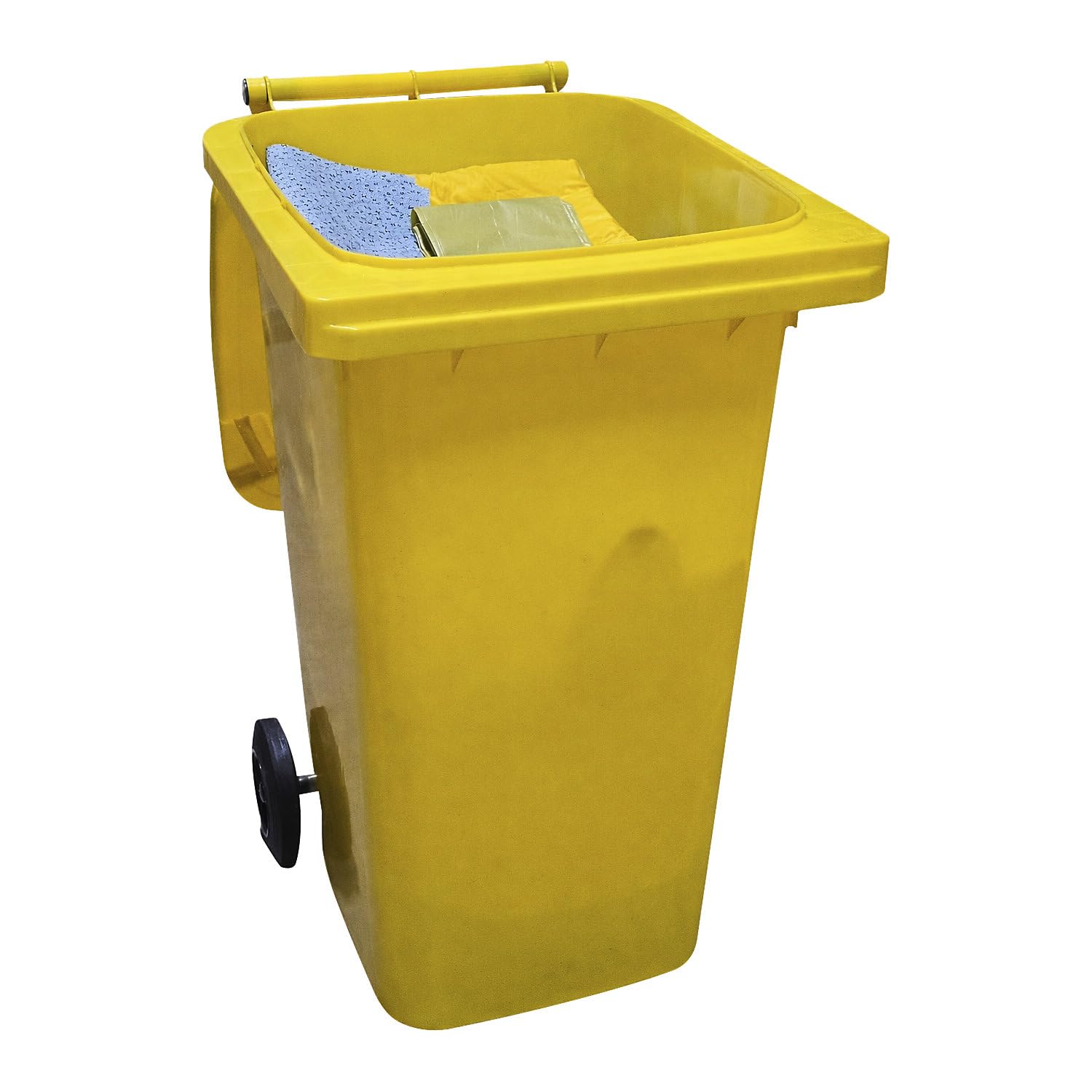 eurokraft basic | Leckage-Notfallset in Kunststoff-Tonne | Bindung 200 l, Ausführung Chemikalien, gelb