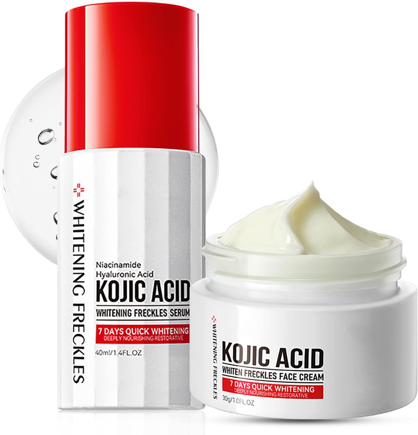 Kojic Acid Face Cream and Kojic Acid Face Serum – Skin Lightening Cream for Anti Aging – Dark Spot Remover for F-ace – Hydrating Serum for Dry Skin – Even Skin Tone, Anti Wrinkle, Moisturising