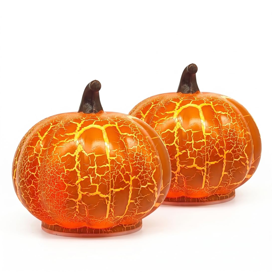 Xdyyjrasa Twinkling Pumpkins 2-Pack Led Pumpkin Decor Orange