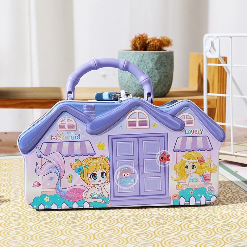Image of Sajani Cute Cartoon Creative Portable Piggy Bank, Money Saving Box with Combination Lock, Mini Coin Bank Gifts for Boys and Girls, Best Return Gifts for Kids (Pack of 1) (Big House)