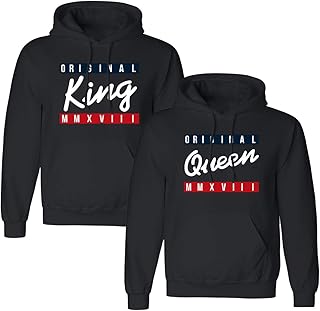 Mixcept « King Queen » Pull à capuche pour couples Saint Valentin- Cadeau pour couples