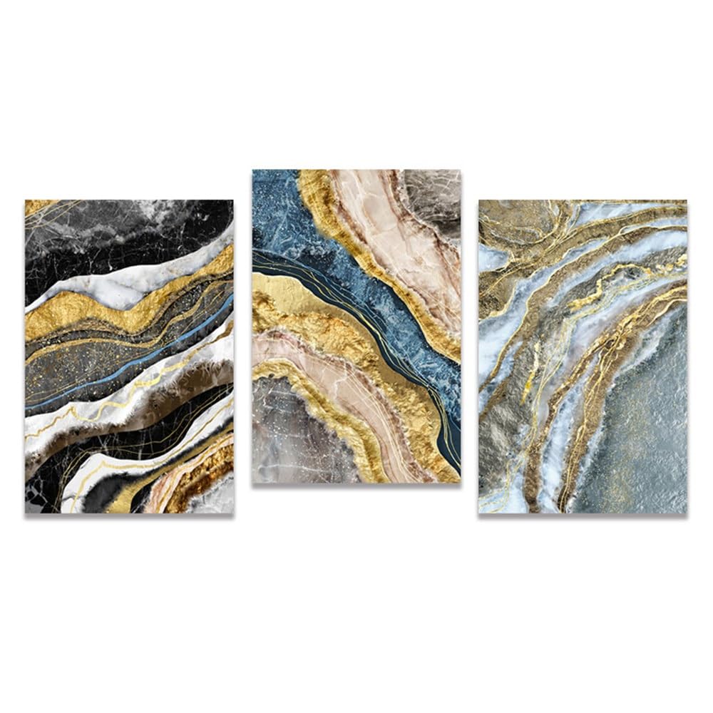 SOBMQ Pictures-Golden Abstract Wall Art Canvas Poster and Print Modern Artwork Picture Painting Contemporary Nordic Home Office Room Decoration-40 * 60cm-3PCS (No Frame)