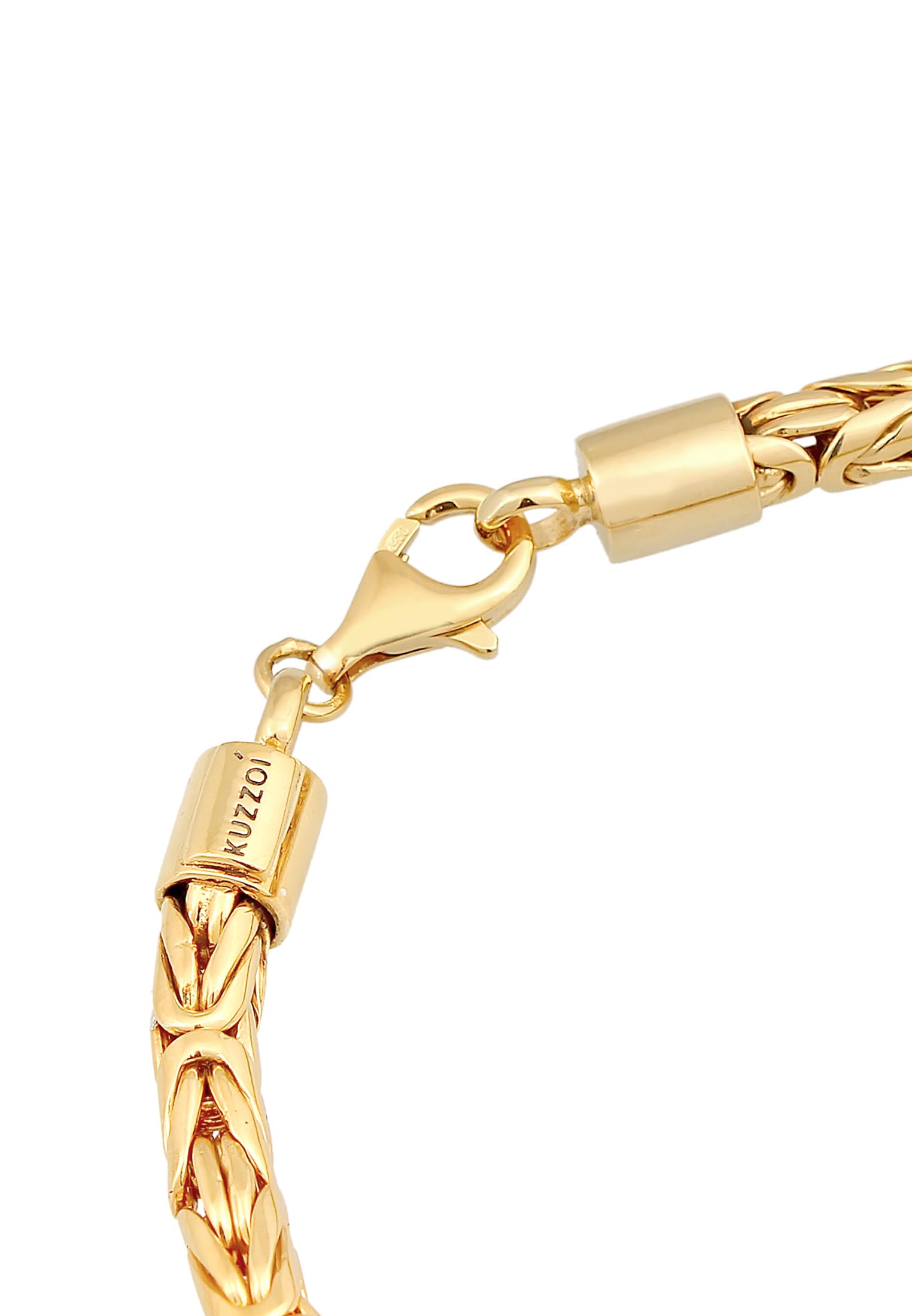 Kuzzoi Pulsera de plata de Buda para hombre, hecha a mano (5 mm) de plata 925 chapada en oro, pulsera real dorada para hombres, 26,3 g de peso, 0202152422