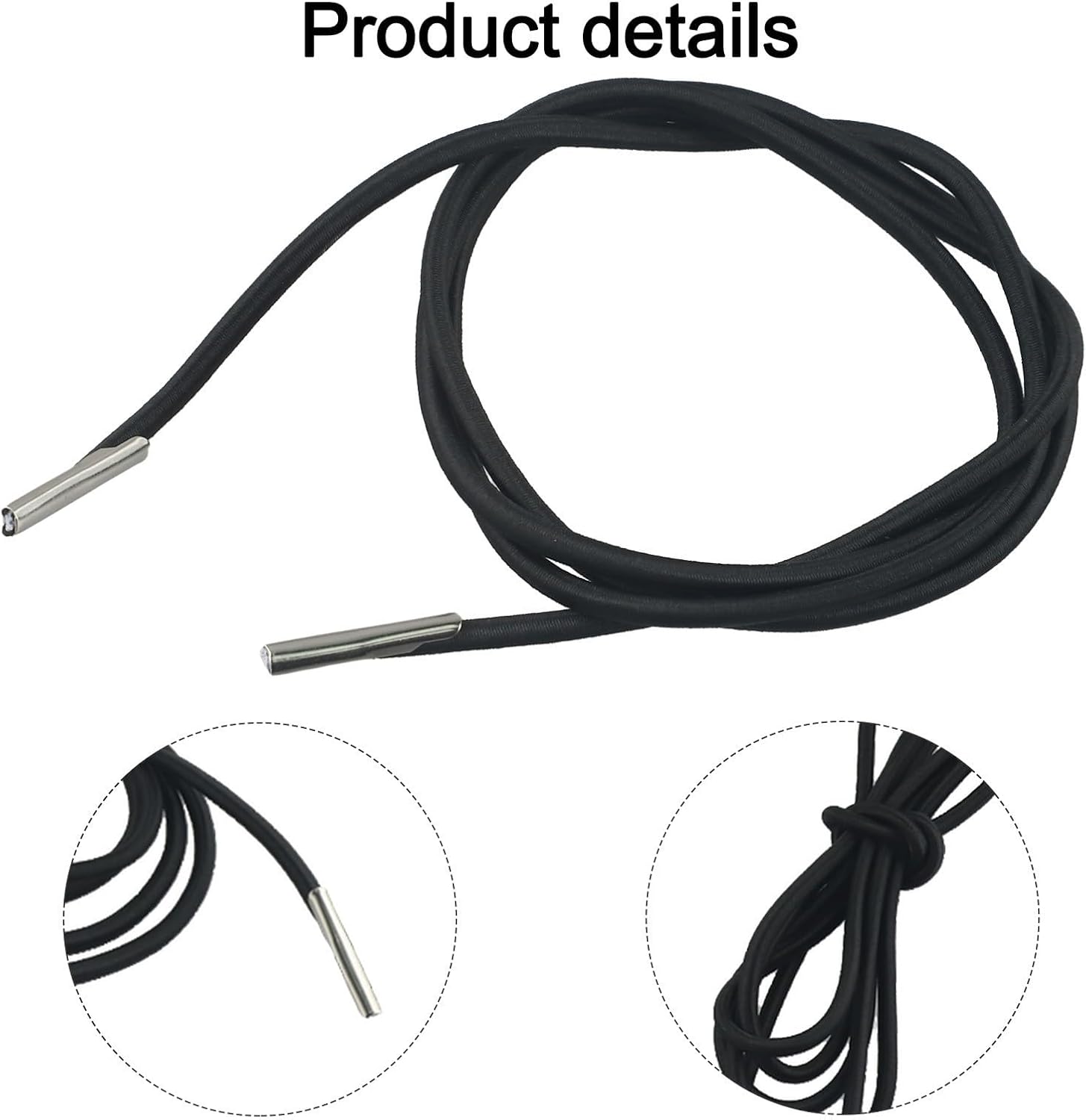 4PCS Bungee Cords for Deck Chairs, Includes Long and Short Ropes with Molded Metal Ends, Suitable for Garden Loungers and Folding Chairs (Black)