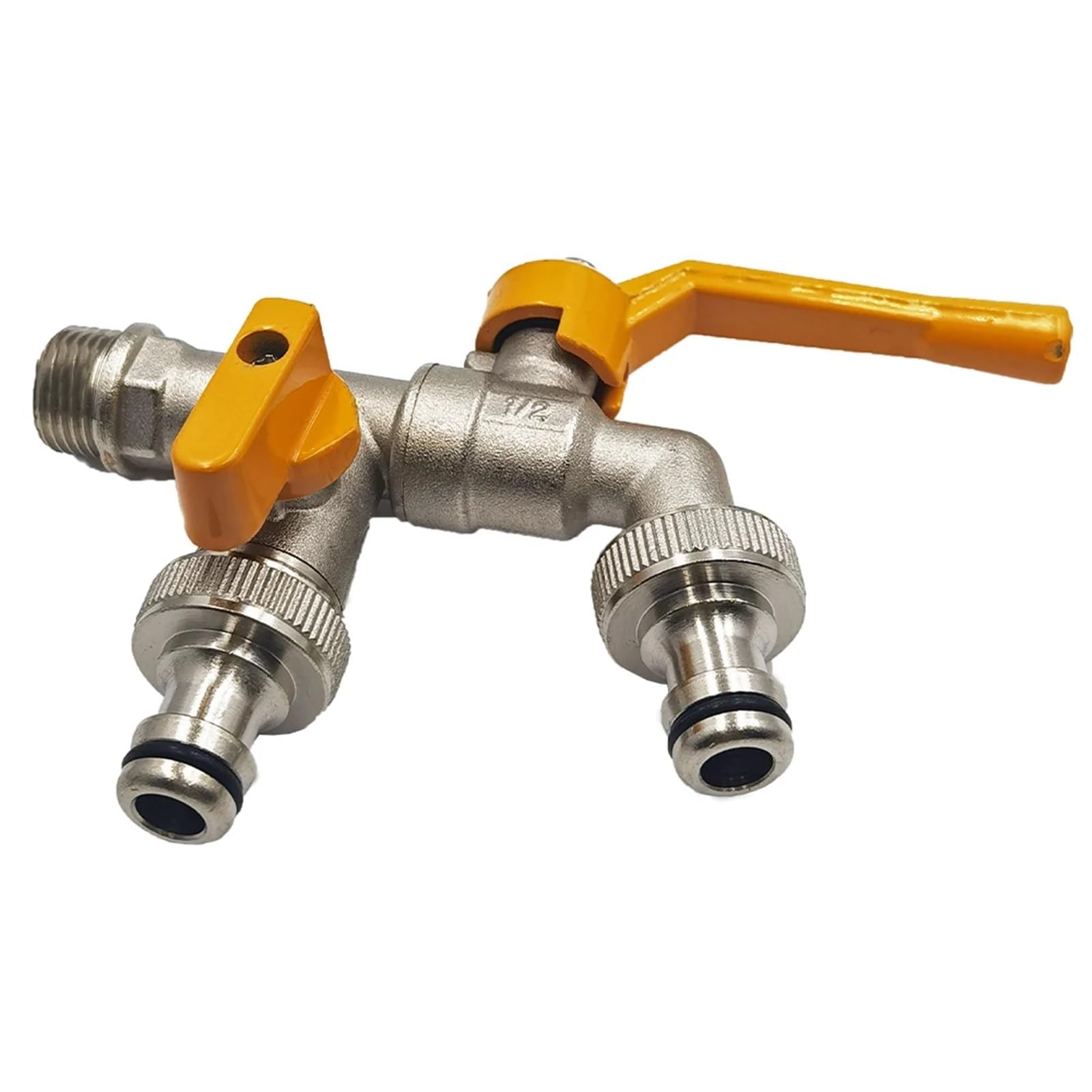 Mosiężny wąż ogrodowy adapter do kranu 1/5.1 cm złącze zbiornika na wodę 2-drożny i 1-drożny montaż nawadniający wymiana złącza kranu z zaworem kulowym (1 sztuka)