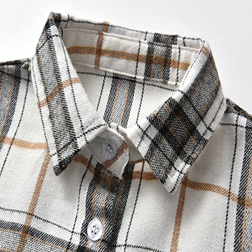 Toddler Boys Plaid Button Down Shirt Jacket Flannel Lapel Long Sleeve Cotton Shacket Baby Boys Cute Warm Outwear4